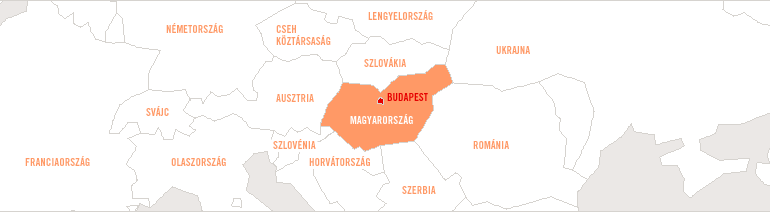 Magyarorsz�g Budapesttel K�z�p-Eur�pa t�rk�pen